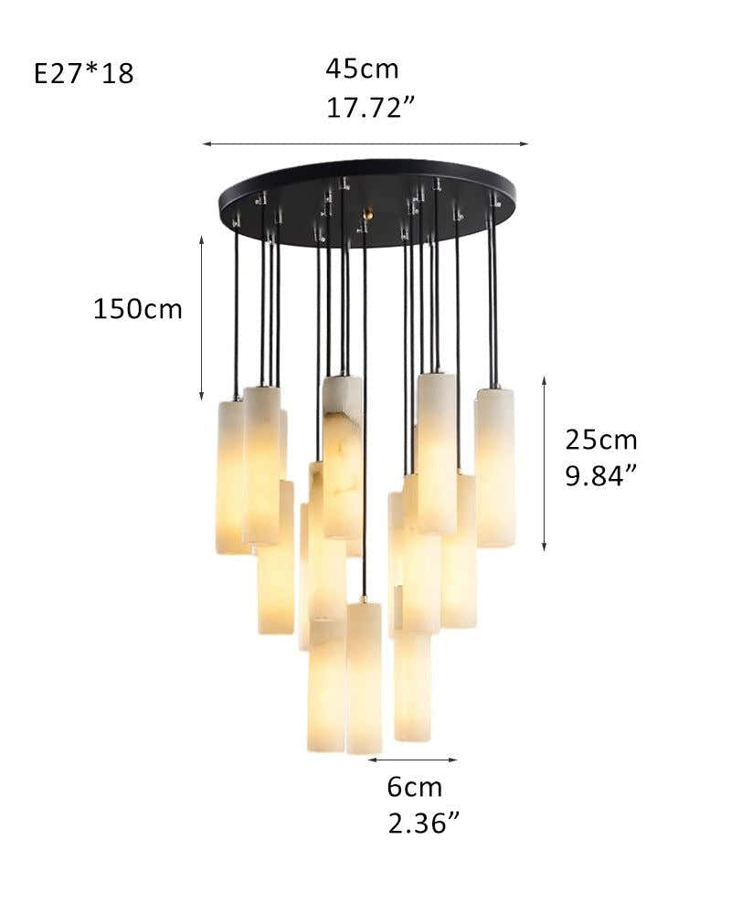 Modern Cluster Dome Ceiling Cylinder Alabaster Pendant Lighting for Living Foyer