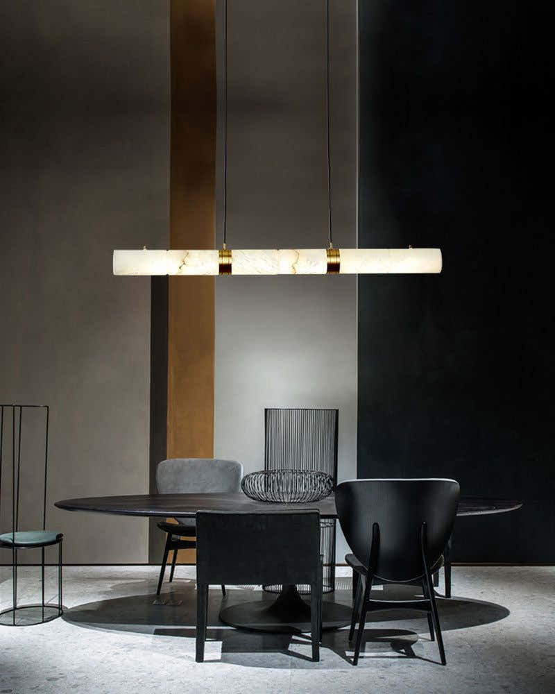 Tubular Bells Alabaster Cylinders Brass LED Pendant Lamp | horizonal & vertical