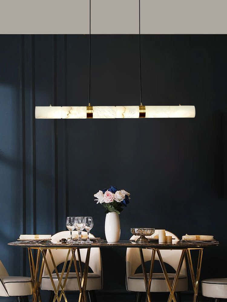 Tubular Bells Alabaster Cylinders Brass LED Pendant Lamp | horizonal & vertical