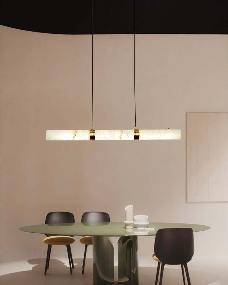 Tubular Bells Alabaster Cylinders Brass LED Pendant Lamp | horizonal & vertical