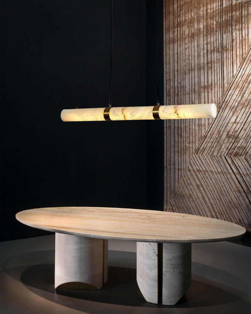 Minimalist Linear Cylinder Alabaster Ceiling Pendant Lamp & Wall Scoces Collections