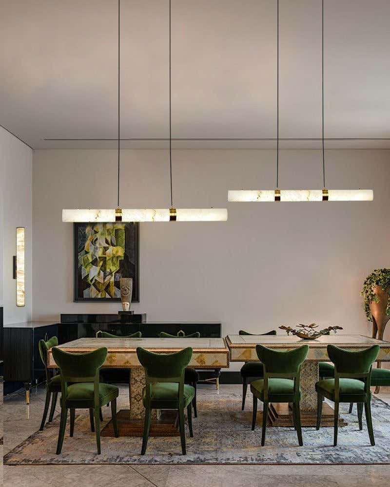 Minimalist Linear Cylinder Alabaster Ceiling Pendant Lamp & Wall Scoces Collections