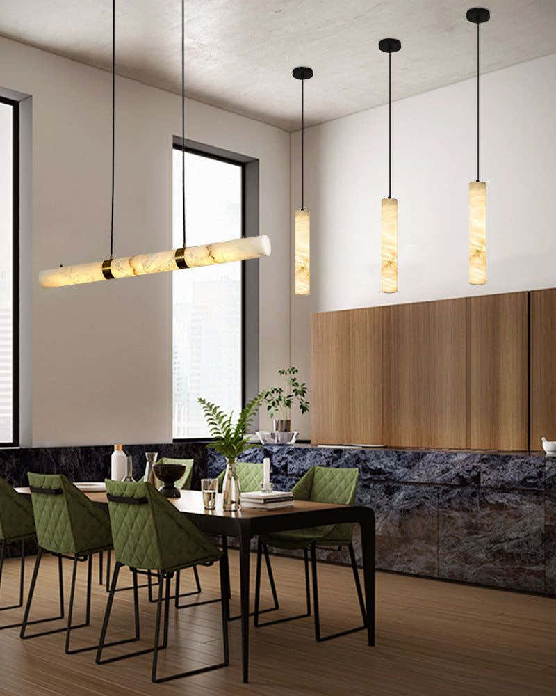 Minimalist Linear Cylinder Alabaster Ceiling Pendant Lamp & Wall Scoces Collections