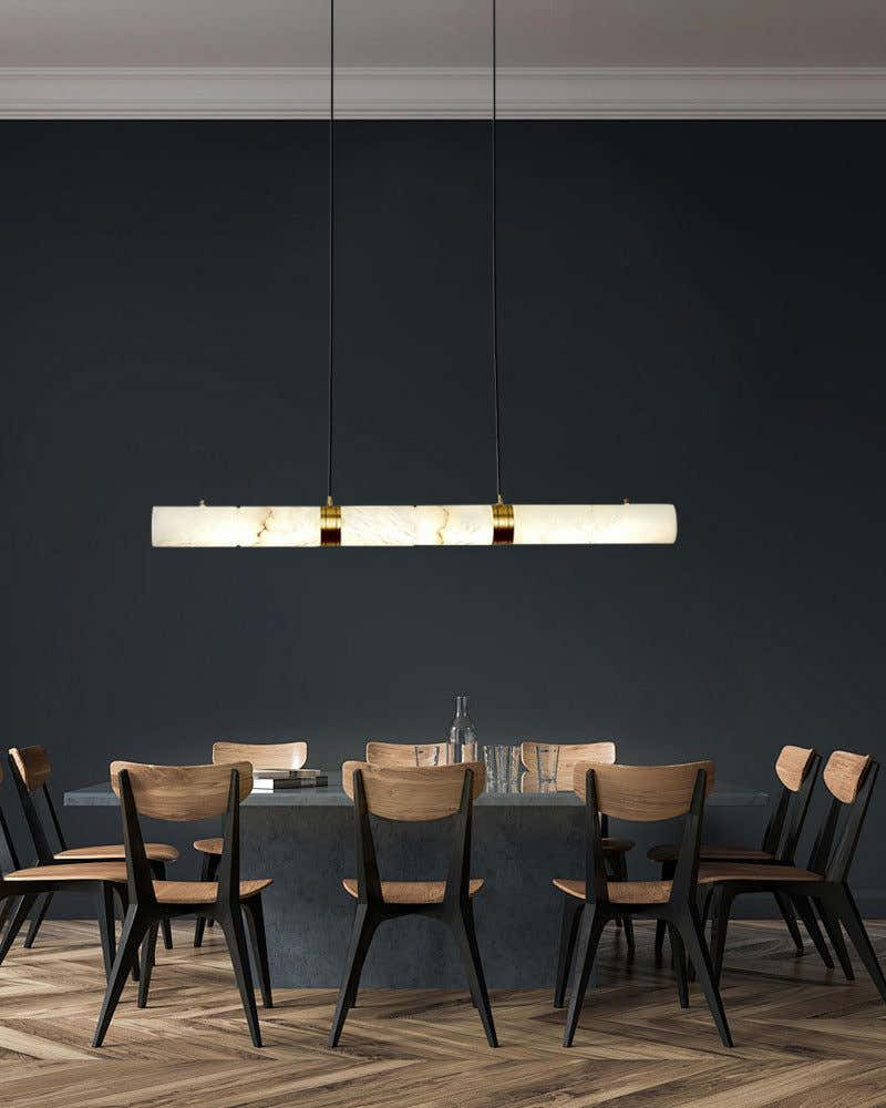Minimalist Linear Cylinder Alabaster Ceiling Pendant Lamp & Wall Scoces Collections