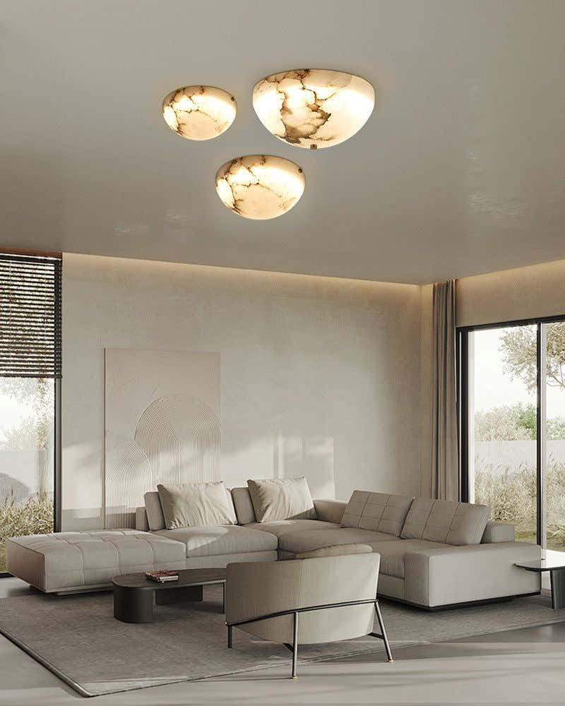 LED Alabaster Bedside ceiling wall sconces light fixture in Brass with Round Bowl shaped