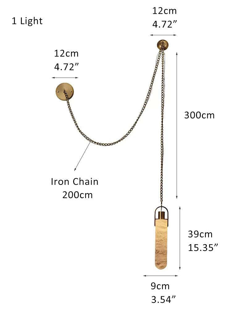 7-lights Brass Ceiling Pendant Lights | Alabaster Flint Drop Chain Lights