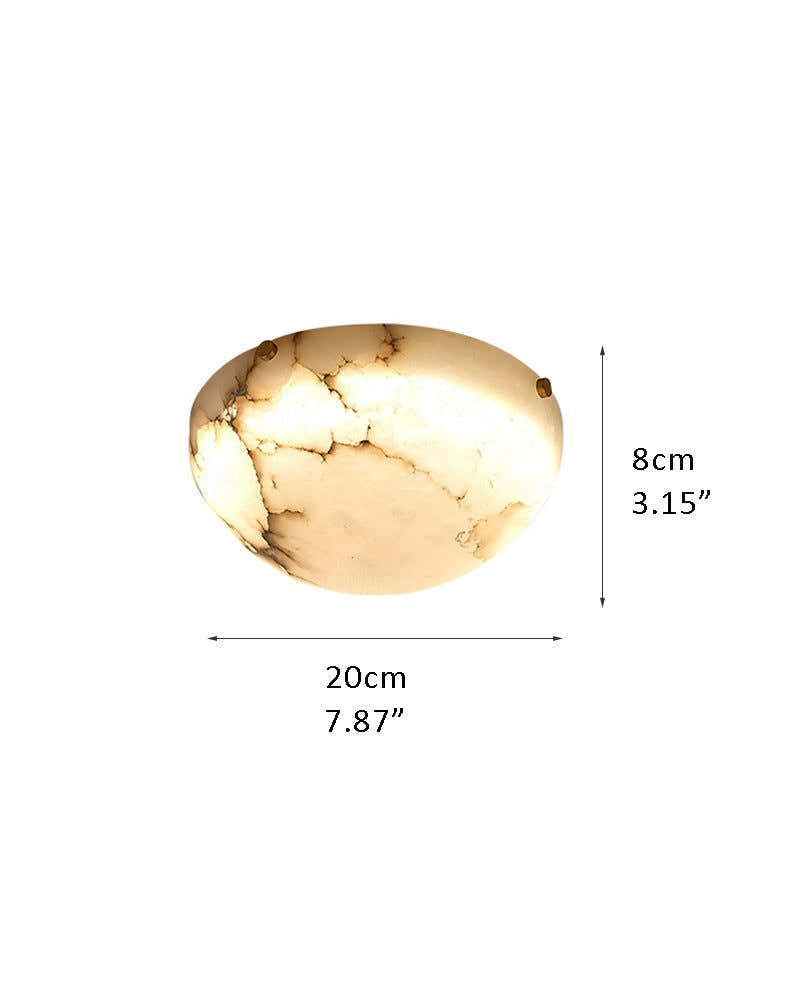 LED Round Bowl Alabaster Stone Semi-Flush Ceiling Light Polished Brass