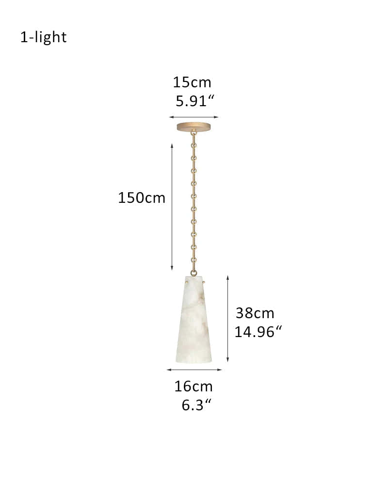 Modern Alabaster Chandelier 2 Light, Double Pendant with adjustable brass/black chain