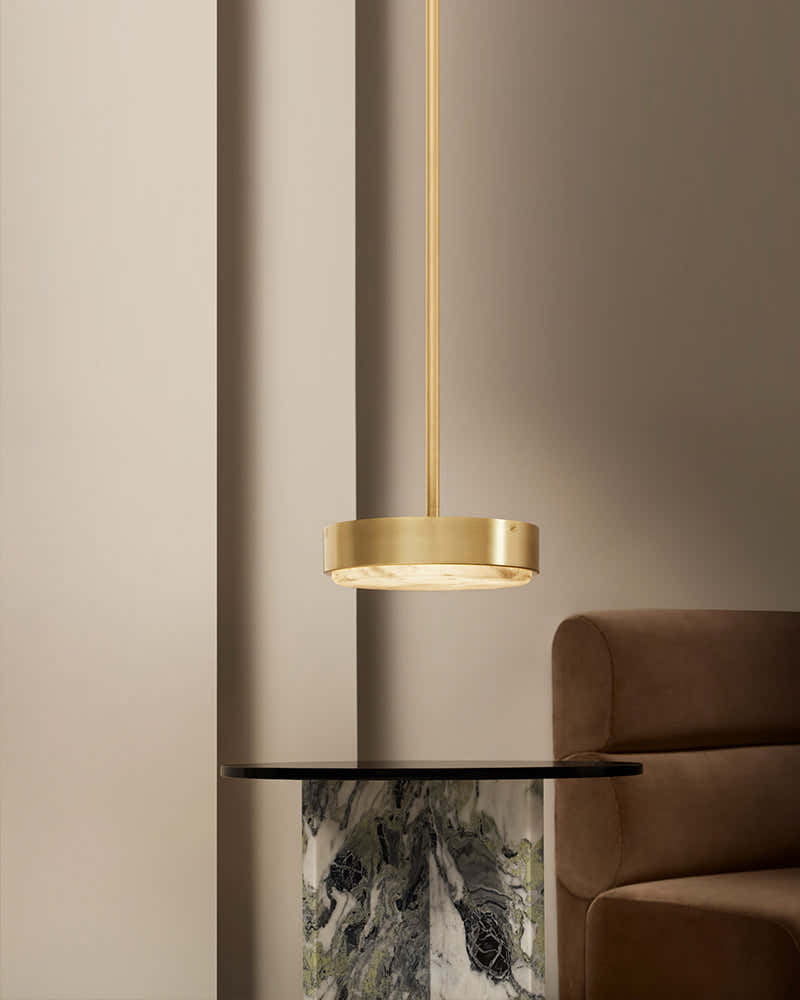 Black Brass Modular Natural Alabaster Mini Anvers Dome Ceilin LED Suspension Lamp