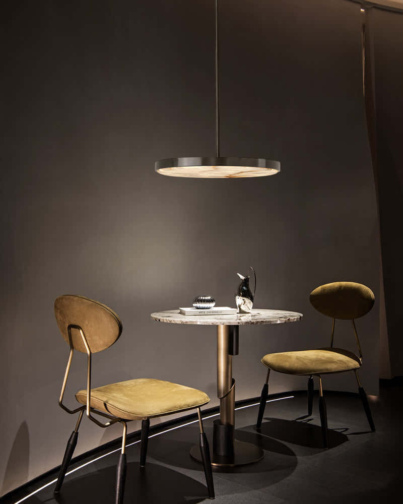 Black Brass Modular Natural Alabaster Mini Anvers Dome Ceilin LED Suspension Lamp