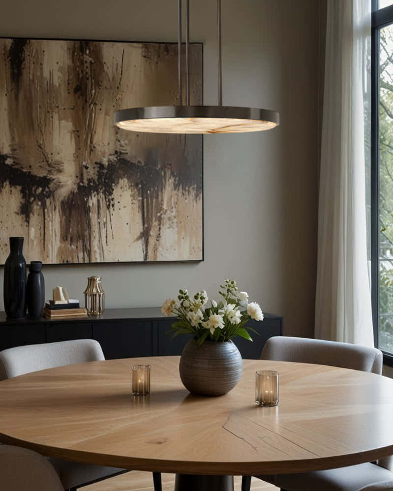 Black Brass Modular Natural Alabaster Mini Anvers Dome Ceilin LED Suspension Lamp