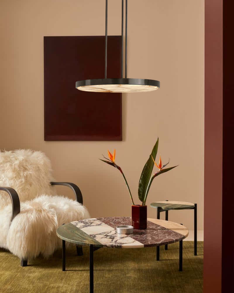 Black Brass Modular Natural Alabaster Mini Anvers Dome Ceilin LED Suspension Lamp