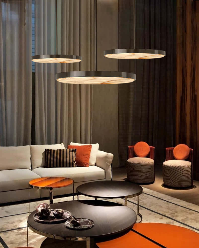 Black Brass Modular Natural Alabaster Mini Anvers Dome Ceilin LED Suspension Lamp
