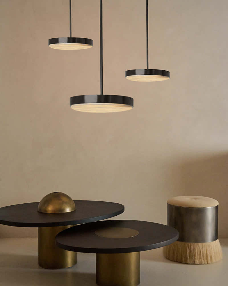 Black Brass Modular Natural Alabaster Mini Anvers Dome Ceilin LED Suspension Lamp