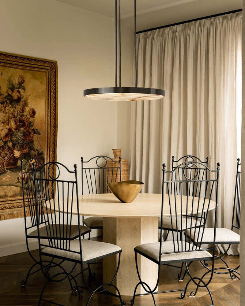 Black Brass Modular Natural Alabaster Mini Anvers Dome Ceilin LED Suspension Lamp