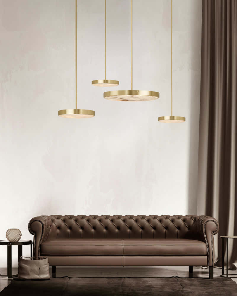 Black Brass Modular Natural Alabaster Mini Anvers Dome Ceilin LED Suspension Lamp