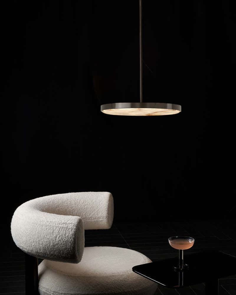 Black Brass Modular Natural Alabaster Mini Anvers Dome Ceilin LED Suspension Lamp