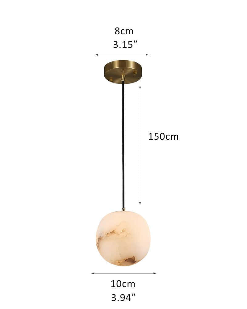 Modern Round Alabaster Globe 4" Wide Multi Light Pendant Polished Gold for Kitchen