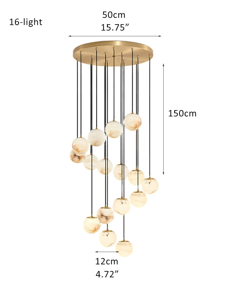 Modern Round Alabaster Globe 4" Wide Multi Light Pendant Polished Gold for Kitchen