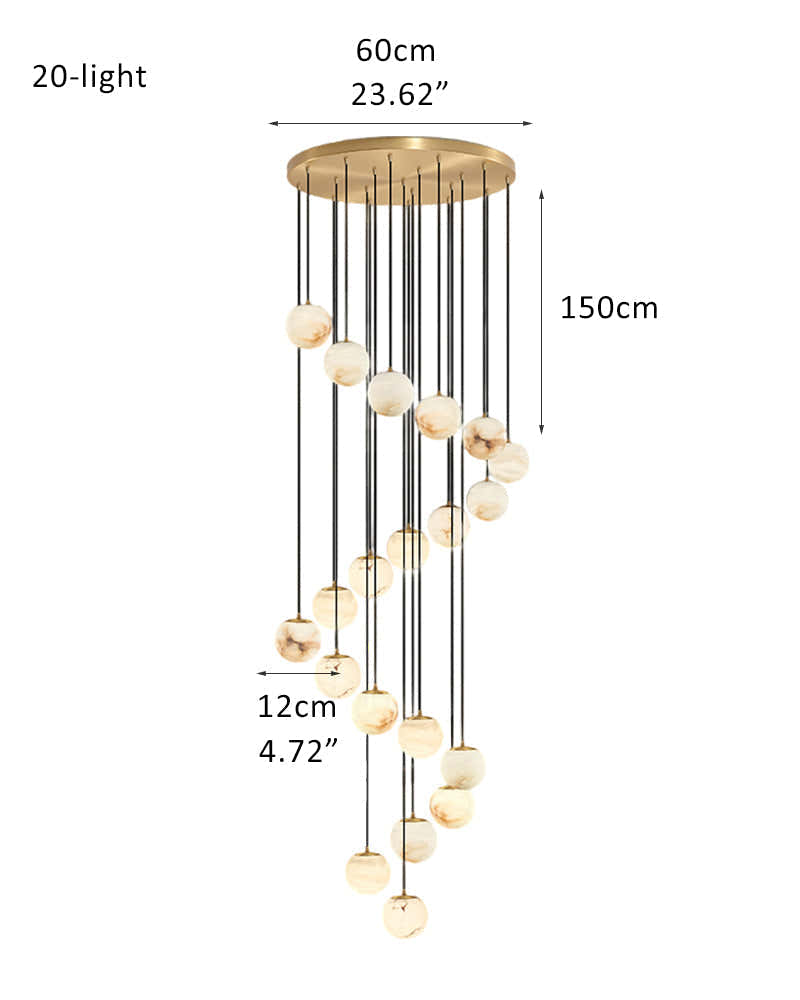 Modern Round Alabaster Globe 4" Wide Multi Light Pendant Polished Gold for Kitchen
