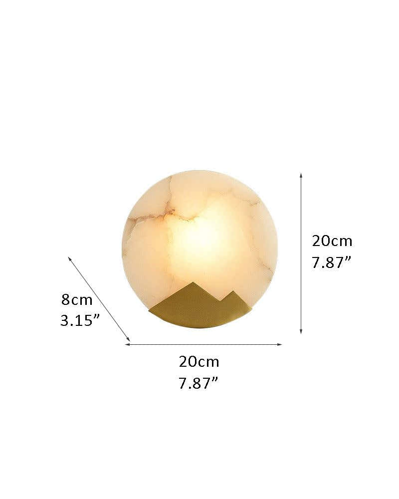 Nordic Alabaster Brass Wall Sconce Light Fixture 8" with Mountain-shaped Frame