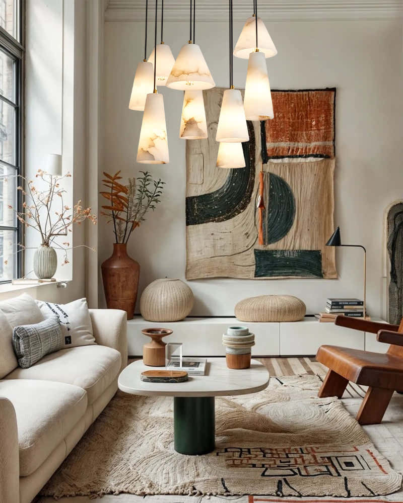 Modern White Alabaster Dome Pendant Light Fixtures in Cluster Decor for foyer entrance