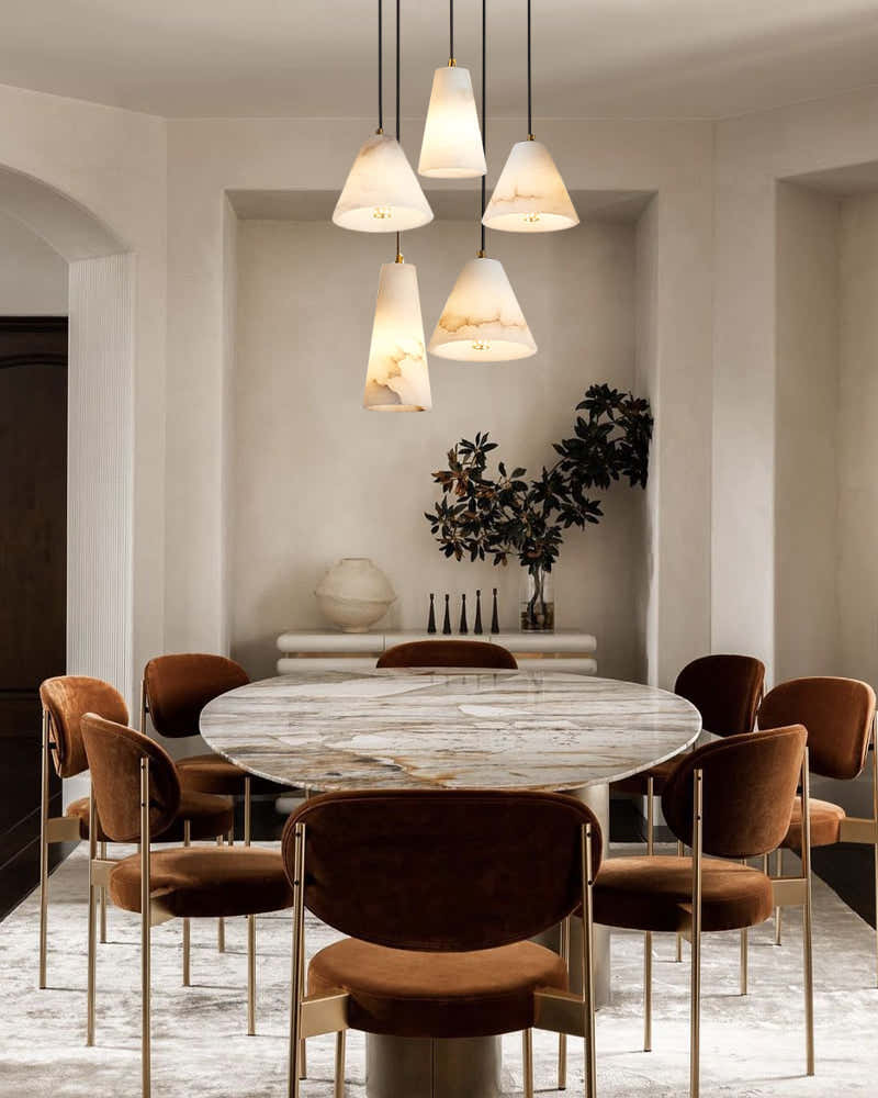 Modern White Alabaster Dome Pendant Light Fixtures in Cluster Decor for foyer entrance