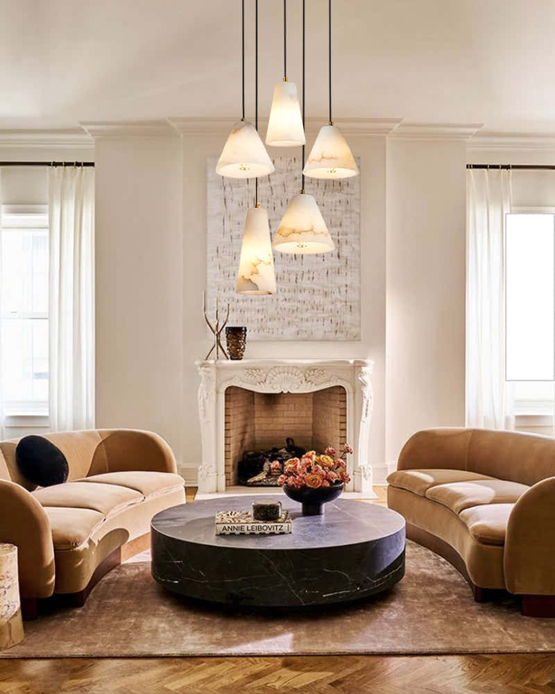 Modern White Alabaster Dome Pendant Light Fixtures in Cluster Decor for foyer entrance
