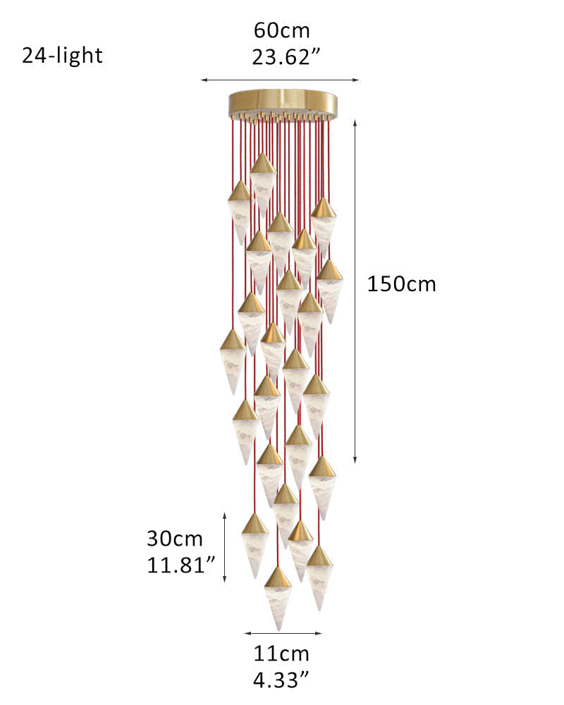 Classic Conical Cluster Alabaster Dome Ceiling Brass&Black Pendant Light