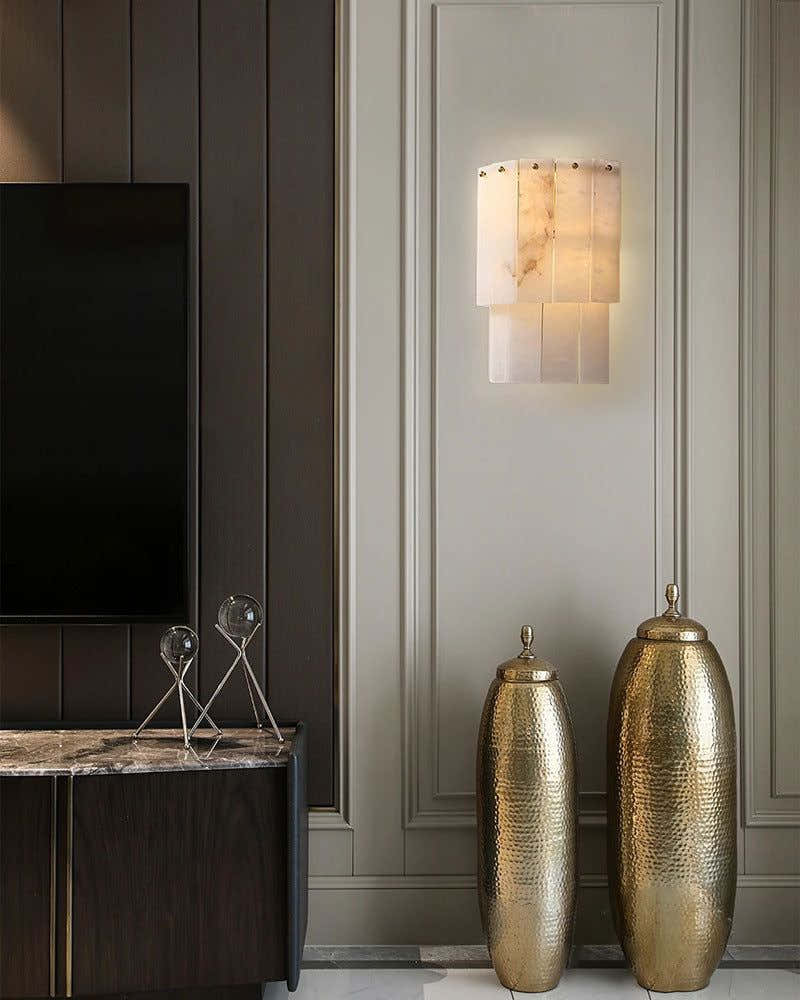 Warm White Modern Round Multi-Tier Alabaster Foyer Chandeliers in Black Frame