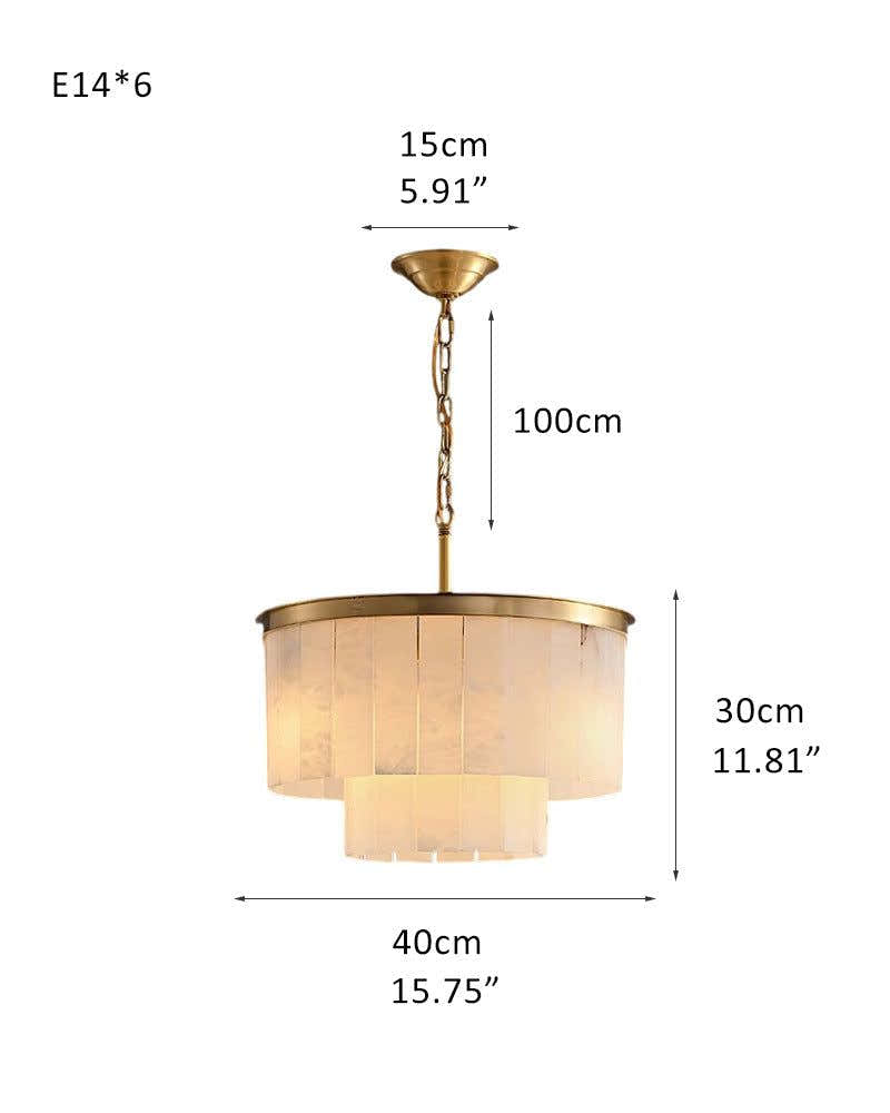 Warm White Modern Round Multi-Tier Alabaster Foyer Chandeliers in Black Frame