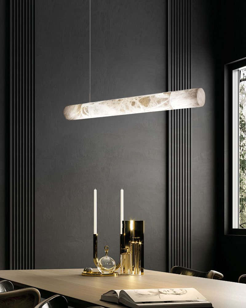 LED Linear Creative White Alabaster Liberty Hanging Light | Straight/Curved Design