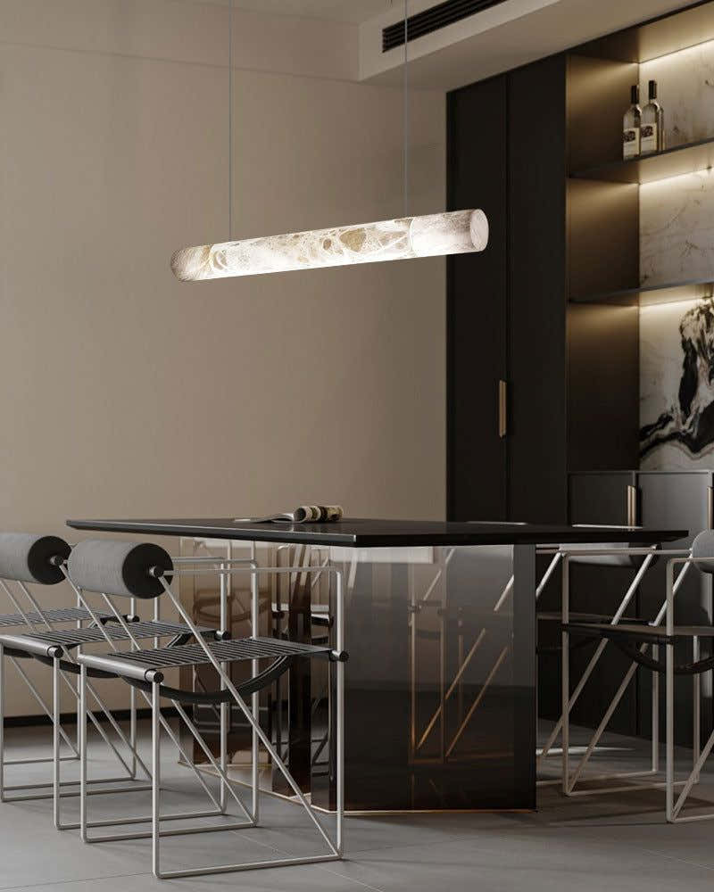 LED Linear Creative White Alabaster Liberty Hanging Light | Straight/Curved Design