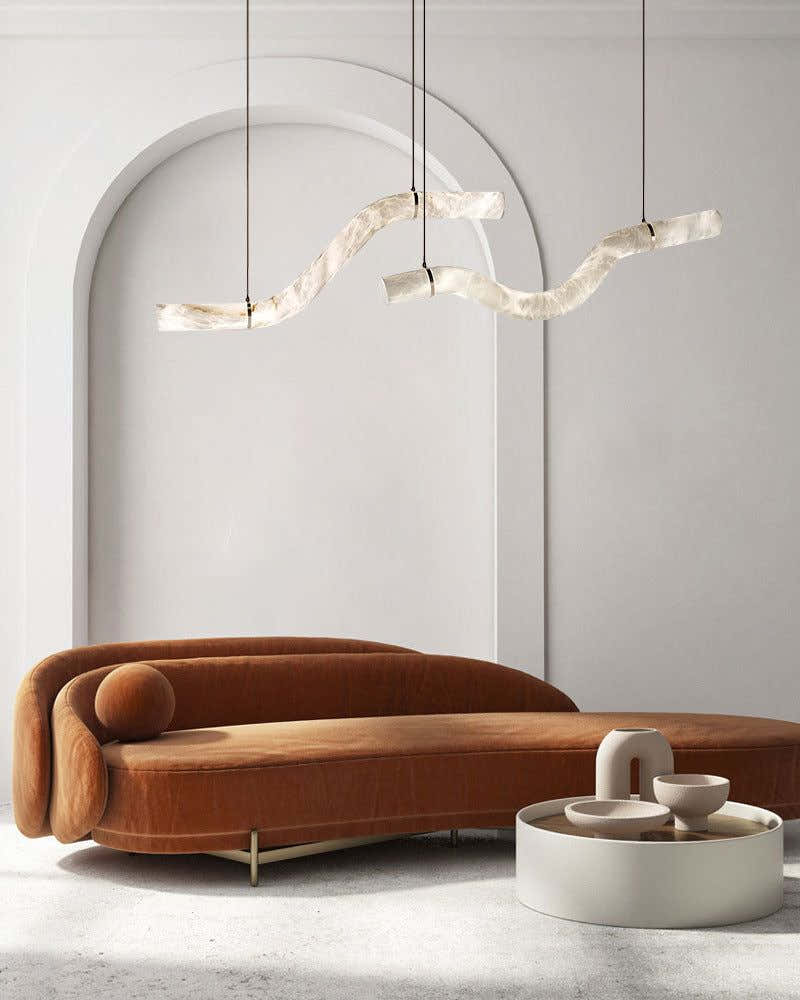 LED Linear Creative White Alabaster Liberty Hanging Light | Straight/Curved Design