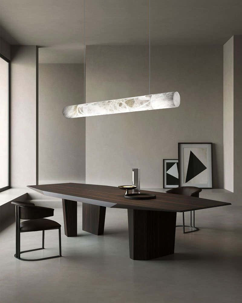 LED Linear Creative White Alabaster Liberty Hanging Light | Straight/Curved Design