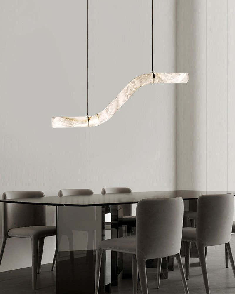 LED Linear Creative White Alabaster Liberty Hanging Light | Straight/Curved Design