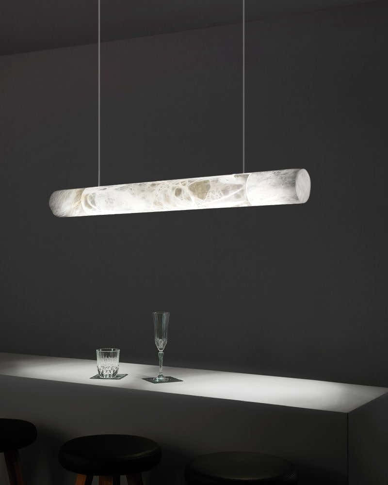 LED Linear Creative White Alabaster Liberty Hanging Light | Straight/Curved Design