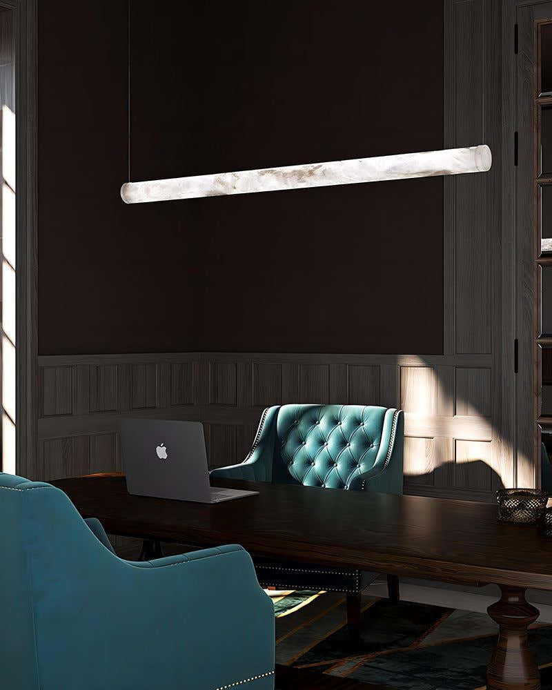 LED Linear Creative White Alabaster Liberty Hanging Light | Straight/Curved Design