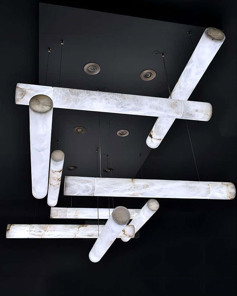 LED Linear Creative White Alabaster Liberty Hanging Light | Straight/Curved Design