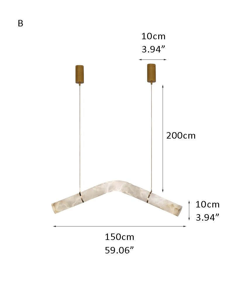 LED Linear Creative White Alabaster Liberty Hanging Light | Straight/Curved Design