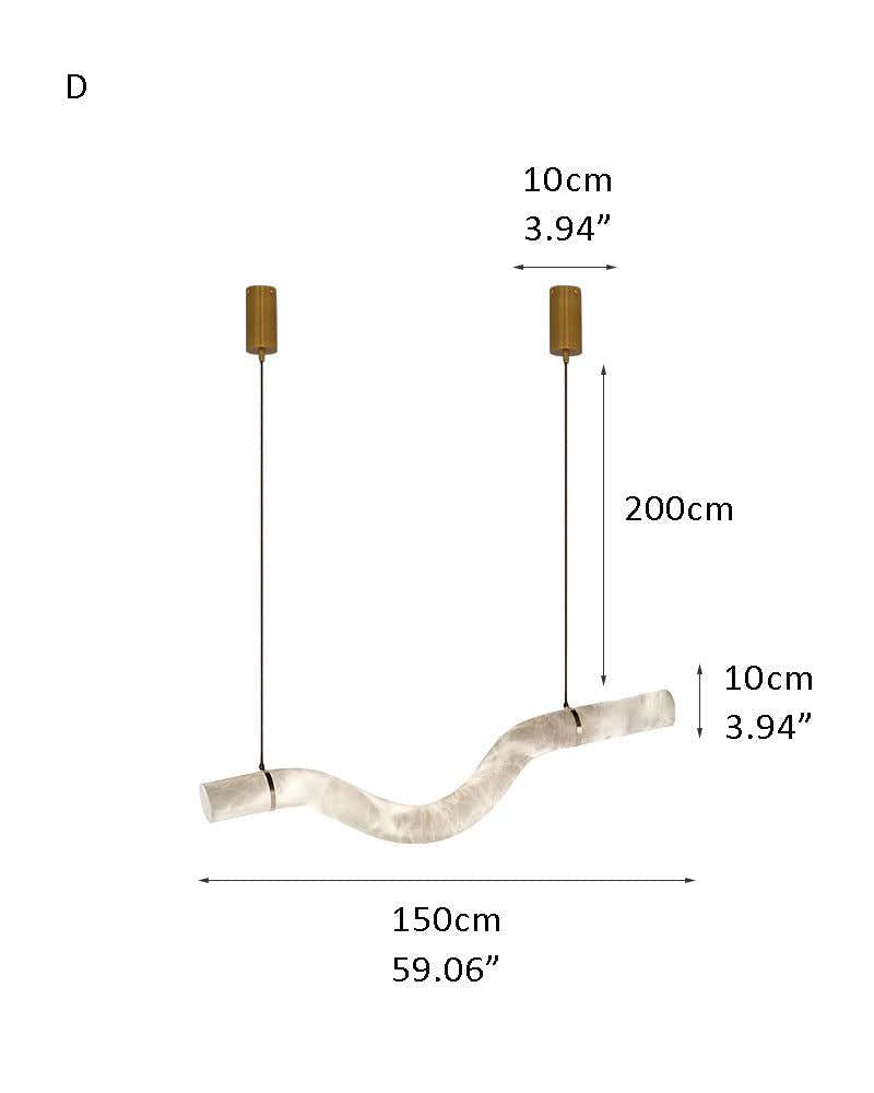 LED Linear Creative White Alabaster Liberty Hanging Light | Straight/Curved Design