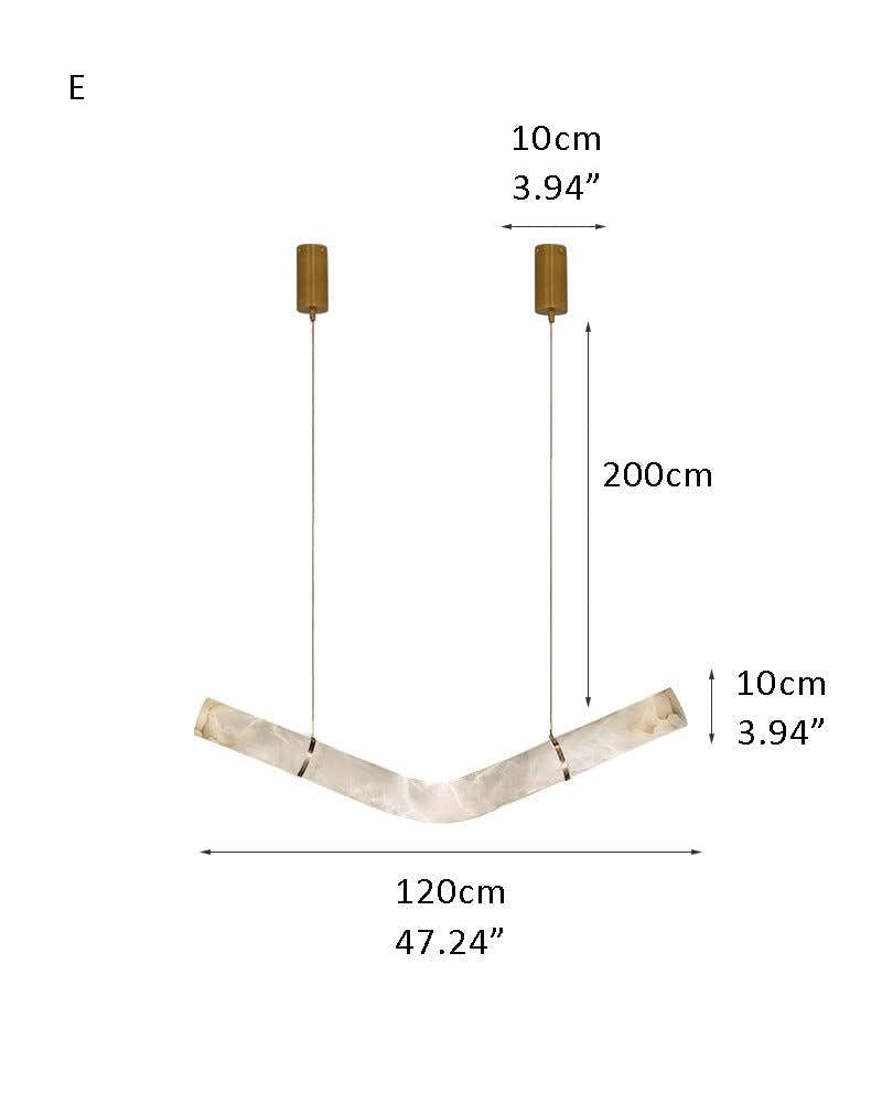 LED Linear Creative White Alabaster Liberty Hanging Light | Straight/Curved Design