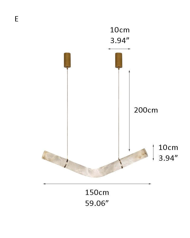 LED Linear Creative White Alabaster Liberty Hanging Light | Straight/Curved Design