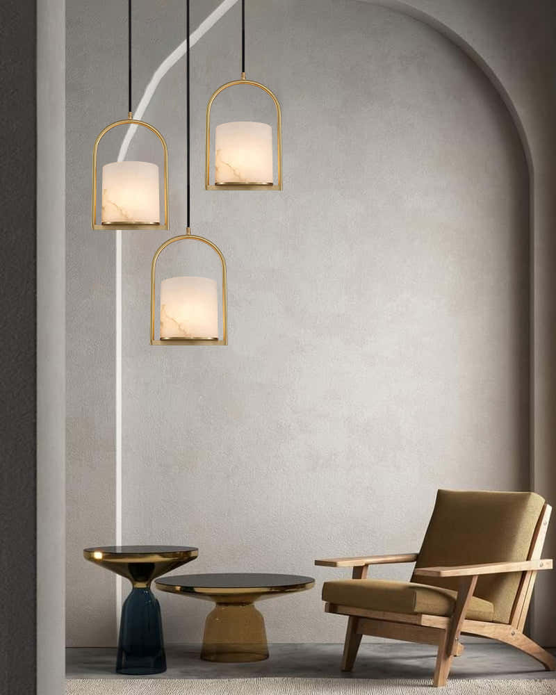 Staircase Lighting Design Cluster Alabaster Cortland Pendant Light Fixtures for high ceiling