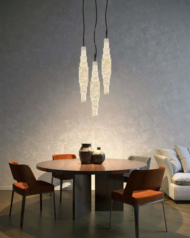 Modern Long Linear White Alabaster Cluster Ceiling Pendant 3-lights for kitchen Island