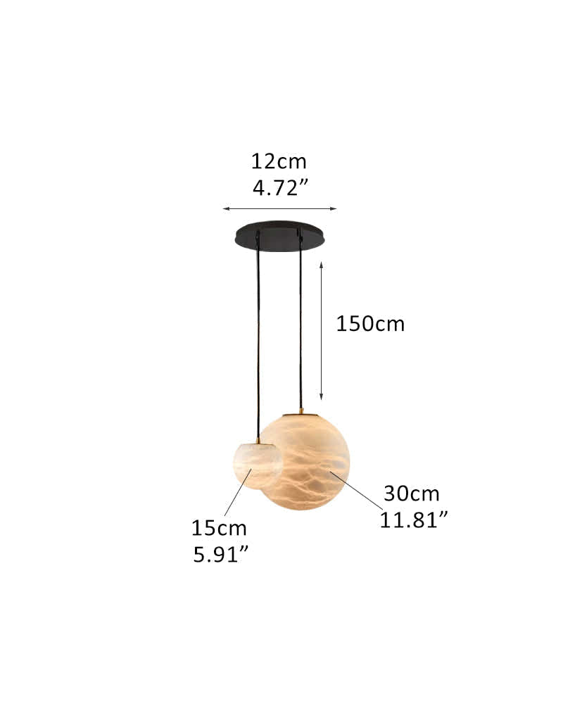 Modern Moon Alabaster Sphere Multi-Light Chandelier Indoor Lighting