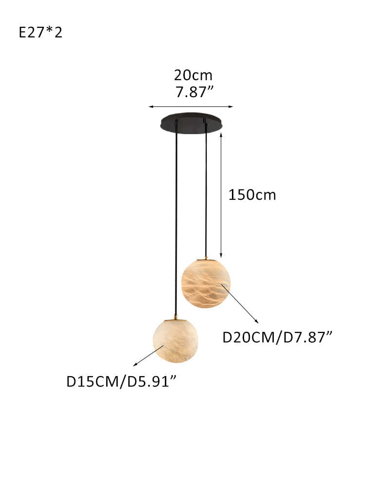 Modern Moon Alabaster Sphere Multi-Light Chandelier Indoor Lighting