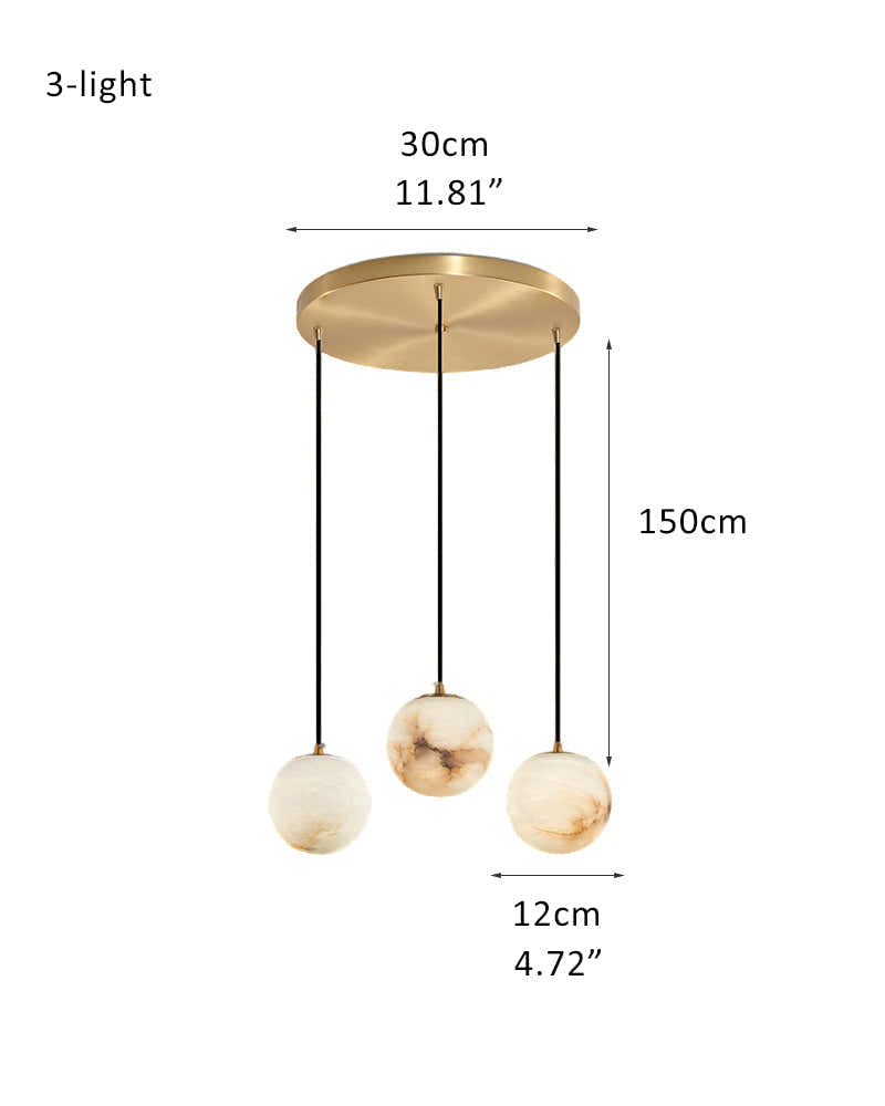 22 Light 6" Wide LED Multi Light Pendant with Alabaster Shade For Staircase