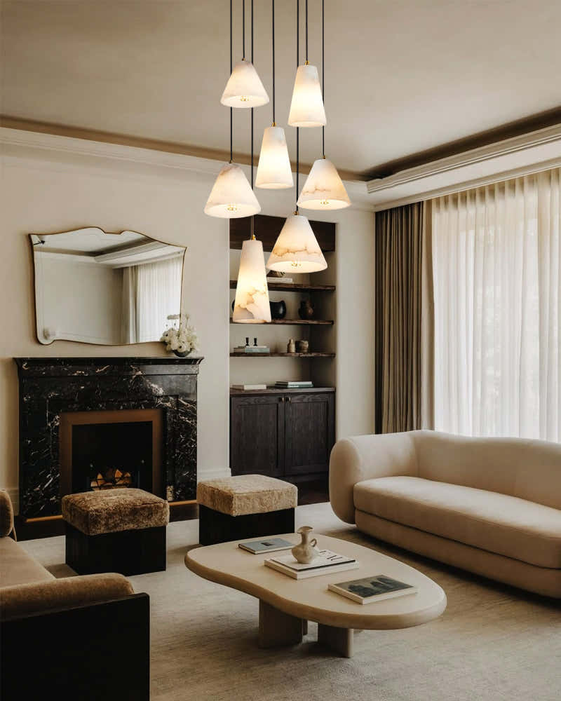 5 Sets of Cone Spanish Alabaster Shade Dome Ceiling Pendant Light Living room