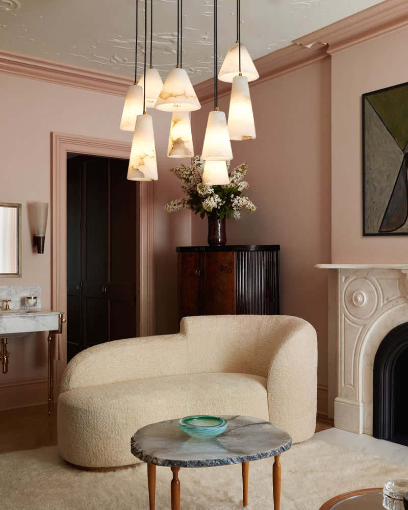 5 Sets of Cone Spanish Alabaster Shade Dome Ceiling Pendant Light Living room